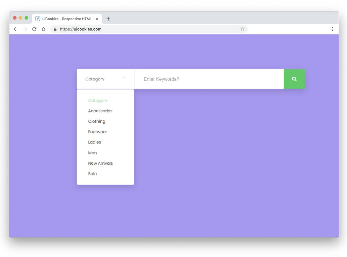 How to create a category-based search box with CSS and jQuery
